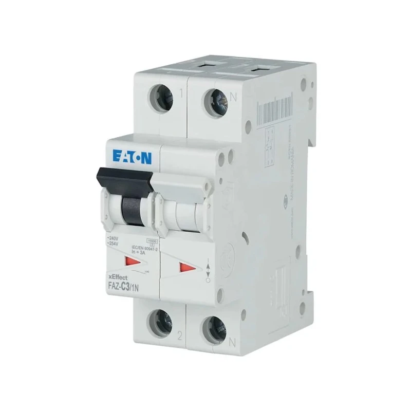 Eaton xEffect Miniature Circuit Breaker, 1-Pole, 3A Current, Type C Tripping, 240V AC, 48V DC, 10 kA 278664 FAZ-C3/1N