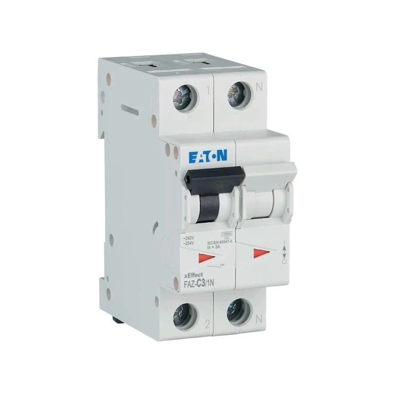 Eaton xEffect Miniature Circuit Breaker, 1-Pole, 3A Current, Type C Tripping, 240V AC, 48V DC, 10 kA 278664 FAZ-C3/1N