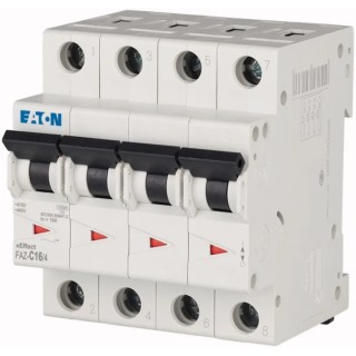 Siemens xEffect FAZ Miniature Circuit Breaker 4-Pole 16A Type C 415V AC 96V DC 10kA Breaking Capacity 279061 FAZ-C16/4