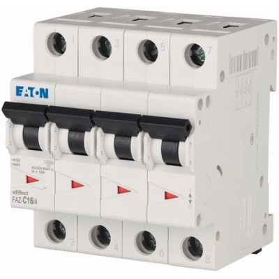 Siemens xEffect FAZ Miniature Circuit Breaker 4-Pole 16A Type C 415V AC 96V DC 10kA Breaking Capacity 279061 FAZ-C16/4