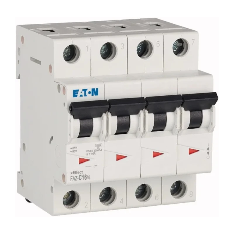 Siemens xEffect FAZ Miniature Circuit Breaker 4-Pole 16A Type C 415V AC 96V DC 10kA Breaking Capacity 279061 FAZ-C16/4