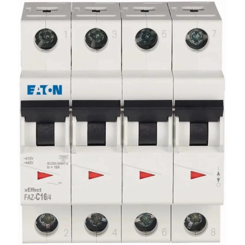 Siemens xEffect FAZ Miniature Circuit Breaker 4-Pole 16A Type C 415V AC 96V DC 10kA Breaking Capacity 279061 FAZ-C16/4