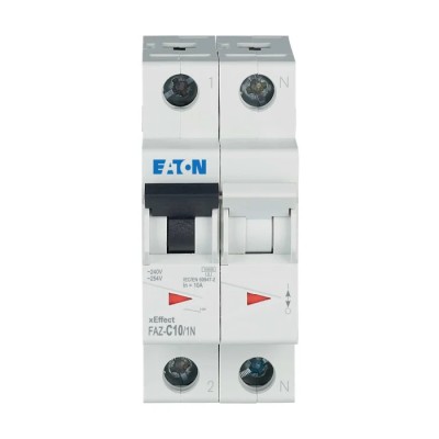 Eaton xEffect Miniature Circuit Breaker 1-Pole 10A Type C 240V AC 48V DC 10 kA Breaking Capacity 278670 FAZ-C10/1N