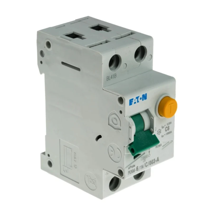 Eaton Residual Current Device PKNM Series 6A 2-Pole 30 mA Type C 10 kA 230V AC 236022 PKNM-6/1N/C/003-A-MW