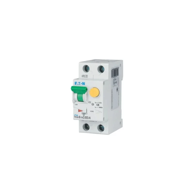 Eaton Residual Current Device PKNM Series 6A 2-Pole 30 mA Type C 10 kA 230V AC 236022 PKNM-6/1N/C/003-A-MW
