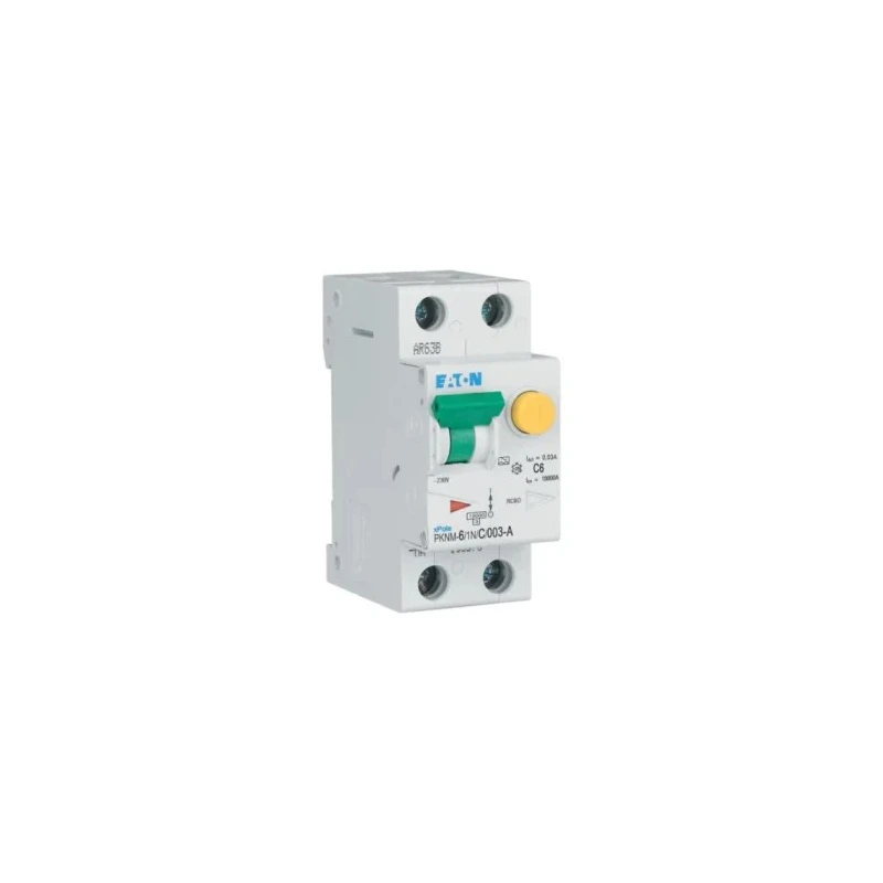 Eaton Residual Current Device PKNM Series 6A 2-Pole 30 mA Type C 10 kA 230V AC 236022 PKNM-6/1N/C/003-A-MW