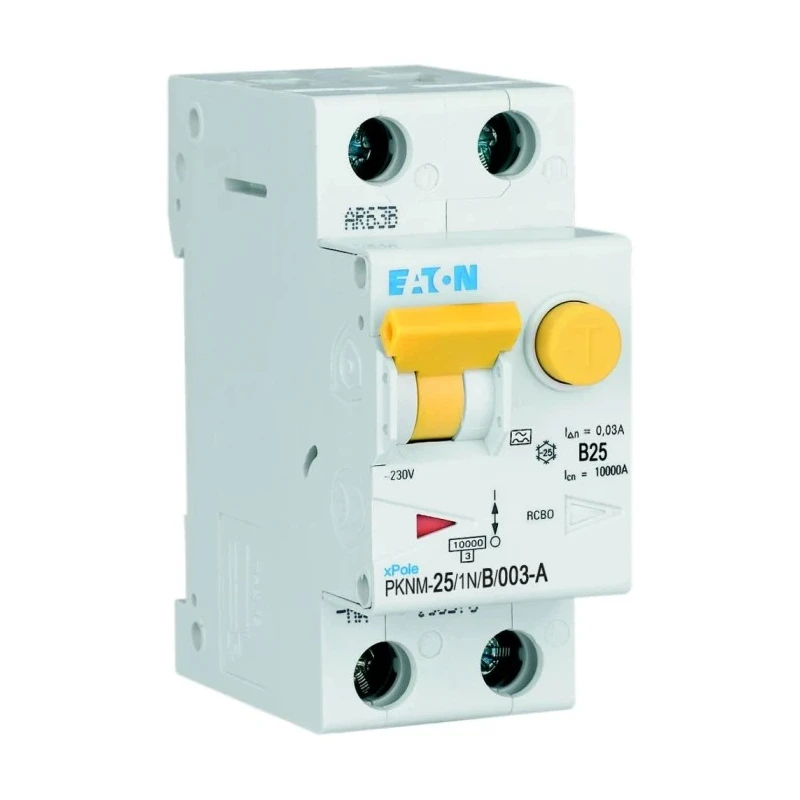 Eaton PKNM Series Residual Current Device, 25A, 2-Pole, Type B Tripping, 30mA Sensitivity, 10kA 236269 PKNM-25/1N/B/003-A-MW