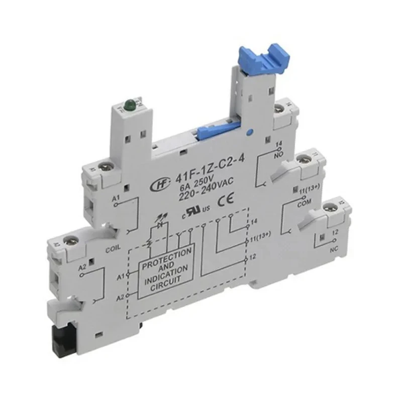 Hongfa Europe GMBH 5 Way 250V AC DIN Rail Relay Socket for HF41F Series Relays 41F-1Z-C1-4