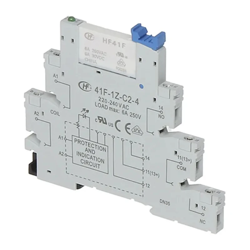 Hongfa Europe GMBH 41F Series DIN Rail Relay Socket with Screw Terminal and RoHS Compliance 41F-1Z-C1-4-240