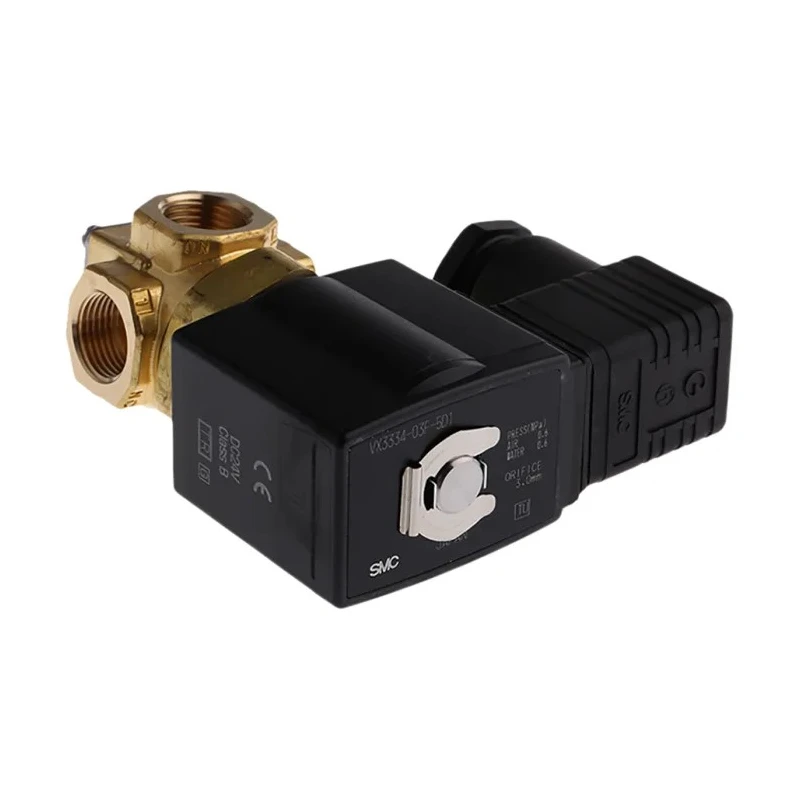 SMC Solenoid Valve 3 Port Direct Acting Brass Body 24V DC 3/8 in G VX3334-03F-5D1