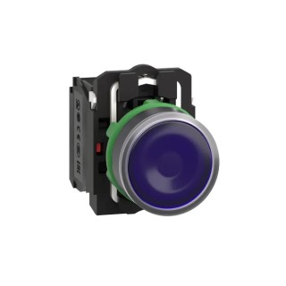 Schneider Electric Illuminated Push Button Switch, Blue LED, Spring Return, Panel Mount, 22 mm Cutout, SPDT, 24V XB5AW36B5
