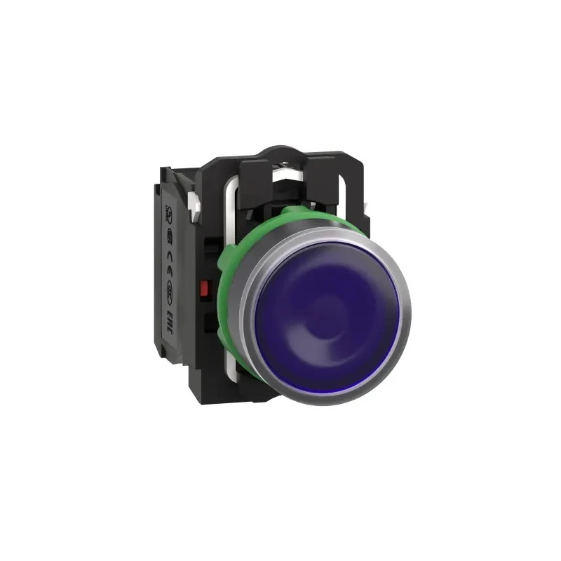 Schneider Electric Illuminated Push Button Switch, Blue LED, Spring Return, Panel Mount, 22 mm Cutout, SPDT, 24V XB5AW36B5