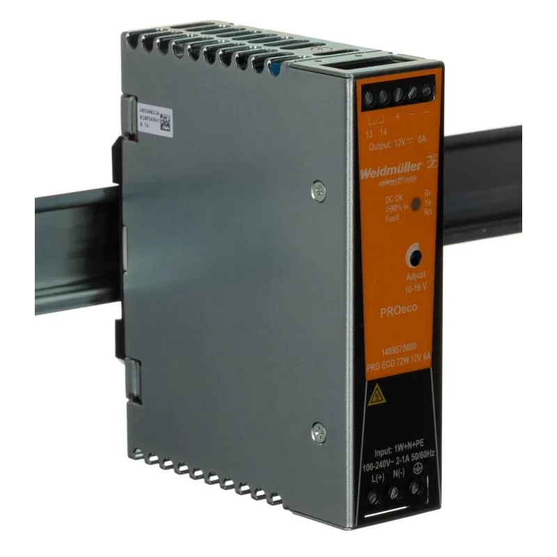 Weidmüller PRO ECO DIN Rail Switch-Mode Power Supply Unit 264V AC/DC Input 16V DC, 6A Output, 72W 1469570000
