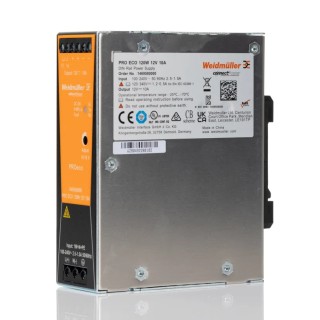 Weidmüller PRO ECO Switched Mode DIN Rail Power Supply 264V AC/DC Input 16V DC, 10A Output, 120W 1469580000