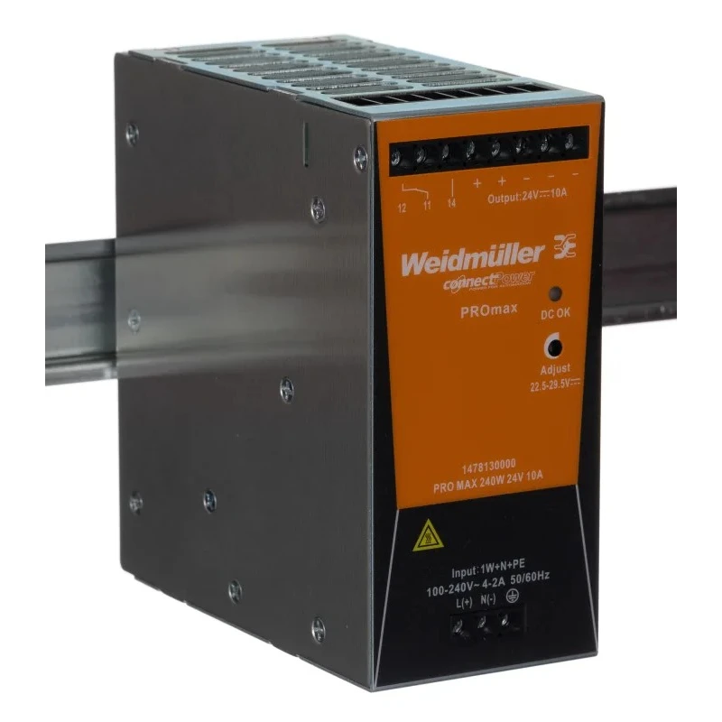 Weidmüller PRO Max Switched Mode DIN Rail Power Supply AC/DC Input 85-277V, 28V DC 10A Output 240W 1478130000