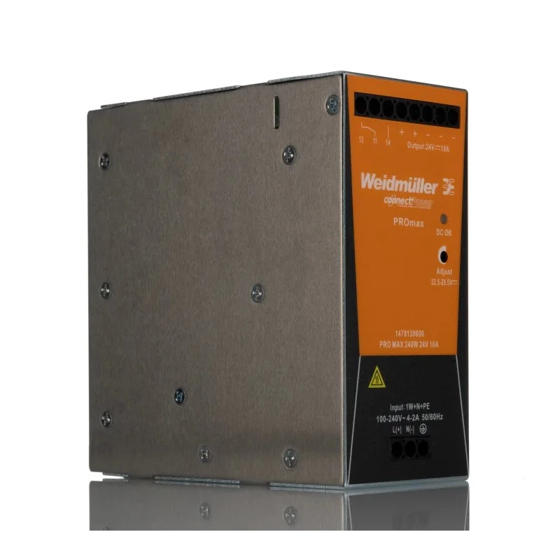 Weidmüller PRO Max Switched Mode DIN Rail Power Supply AC/DC Input 85-277V, 28V DC 10A Output 240W 1478130000