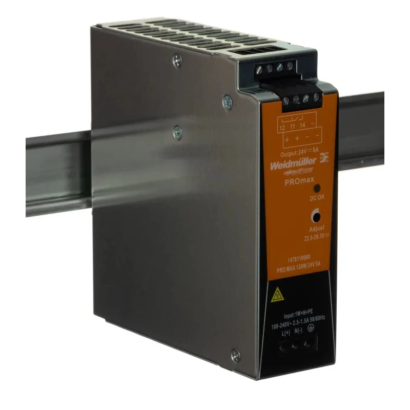 Weidmüller PRO Max Switched Mode DIN Rail Power Supply 264V AC/DC Input 28V DC, 5 A Output, 120 W 1478110000