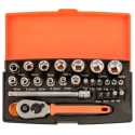 Bahco 25-Piece 1/4 in Standard Socket Set Alloy Steel, Matt Finish, 4 to 13 mm SL25