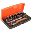 Bahco 25-Piece 1/4 in Standard Socket Set Alloy Steel, Matt Finish, 4 to 13 mm SL25
