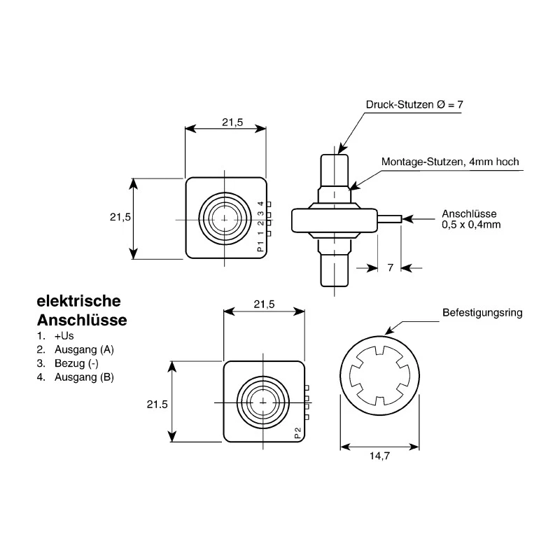 Honeywell Technologies Pressure Sensor 140 bar Breaking Pressure Plastic Body - 176PC14HD2