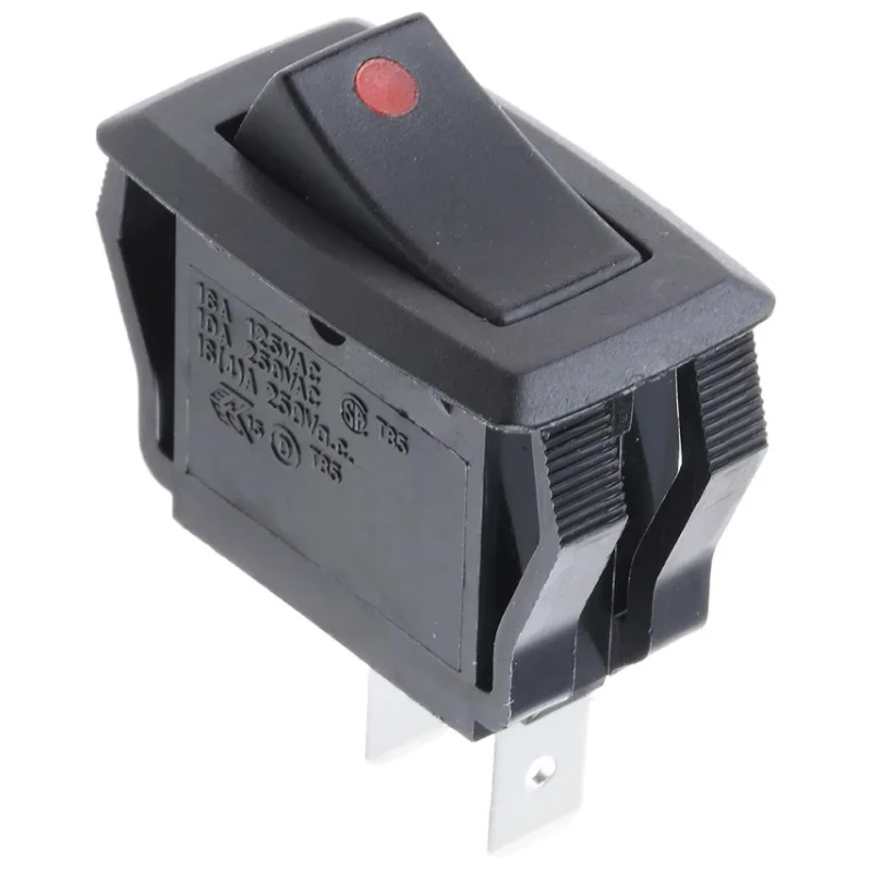 RS PRO SPST On-Off Rocker Switch Panel Nylon Housing Quick Connect Terminals IP66 16A 250V ac 419-700