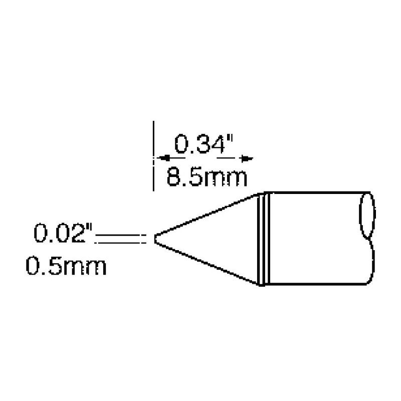 Metcal Soldering Iron Tip 0.5 mm Conical 8.5 mm Length SFV-CN05
