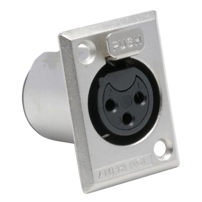 Amphenol Industrial Panel XLR Connector Straight 3 Way Female 133V Tin Plating AC3FPZ