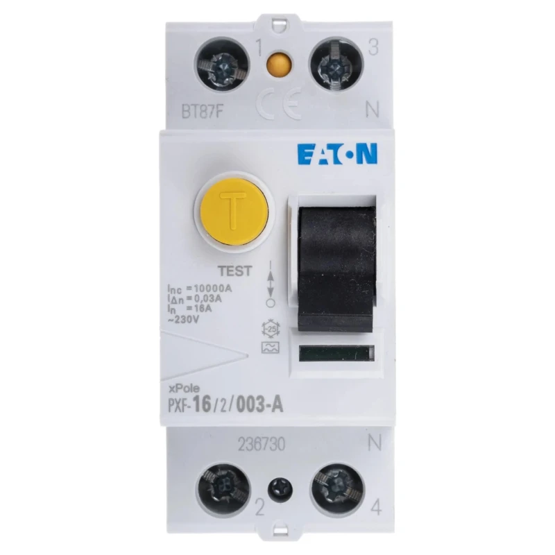 Eaton Residual Current Circuit Breaker 16A 1-Pole 30mA Type A 500A Breaking Capacity 230V AC 236730 PXF-16/2/003-A