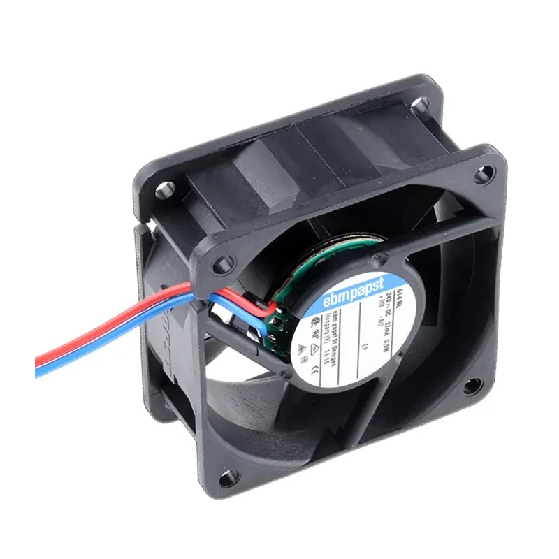 ebm-papst 600 N Series Axial Fan 24V DC 21 m³/h Airflow 800 mW Power Consumption 2500 RPM 60 mm x 60 mm x 25.4 mm 614NL