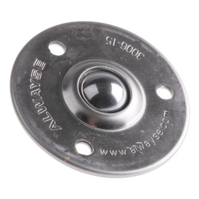 ALWAYSE Ball Transfer Unit with 19 mm Diameter Stainless Steel 3-Hole Flange Mount 61 mm Flange Diameter 300615