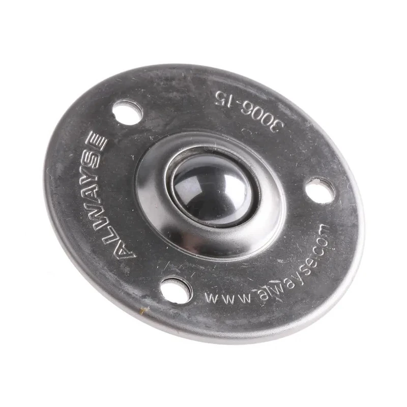 ALWAYSE Ball Transfer Unit with 19 mm Diameter Stainless Steel 3-Hole Flange Mount 61 mm Flange Diameter 300615