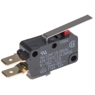 Omron Long Hinge Lever Micro Switch, Tab Terminal, 16A, 250 V AC, SPDT, IP40 V-162-1C5