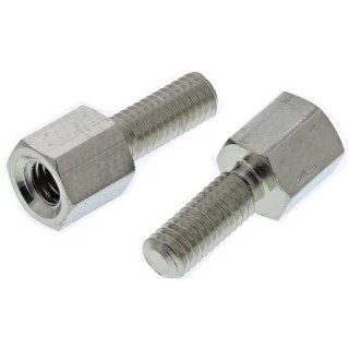 Essentra M3 Brass Standoff, 5 mm Body Length, 8 mm Stud Length, Hex Shape, Nickel Finish 304305040050