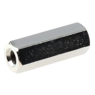 Essentra Hexagonal Brass Standoff Female/Female Thread Size M4, Length 20 mm with Nickel Finish 301420040050