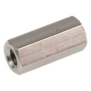 Essentra Brass Hexagonal Standoff Female/Female M3 Thread Size, 12 mm Length, Nickel Finish 301312040050