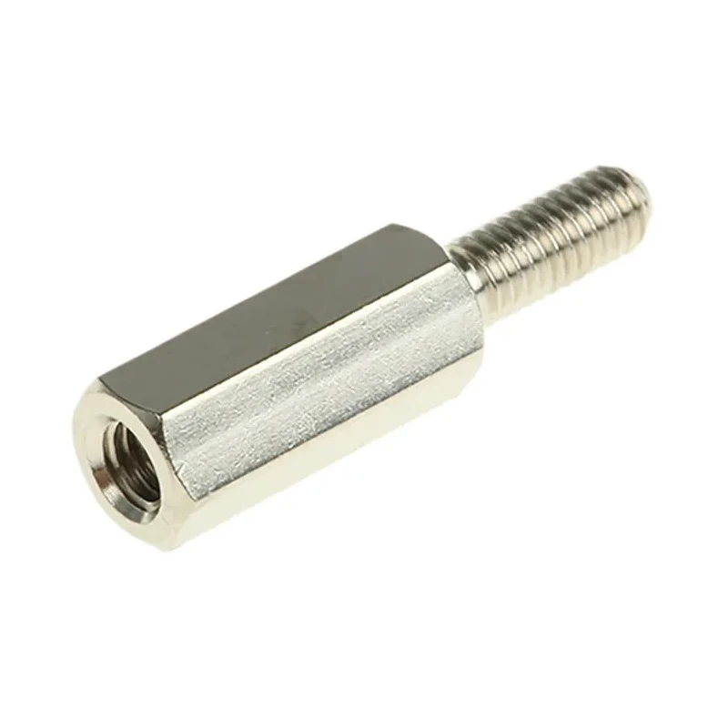 Essentra M3 Brass Hexagonal Standoff with 12 mm Body and 8 mm Stud, Nickel Finish 304312040050