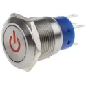 RS PRO Illuminated Push Button Switch Latching Panel Mount 19 mm Cutout SPDT Red LED IP67 250V AC 5A 111-3902
