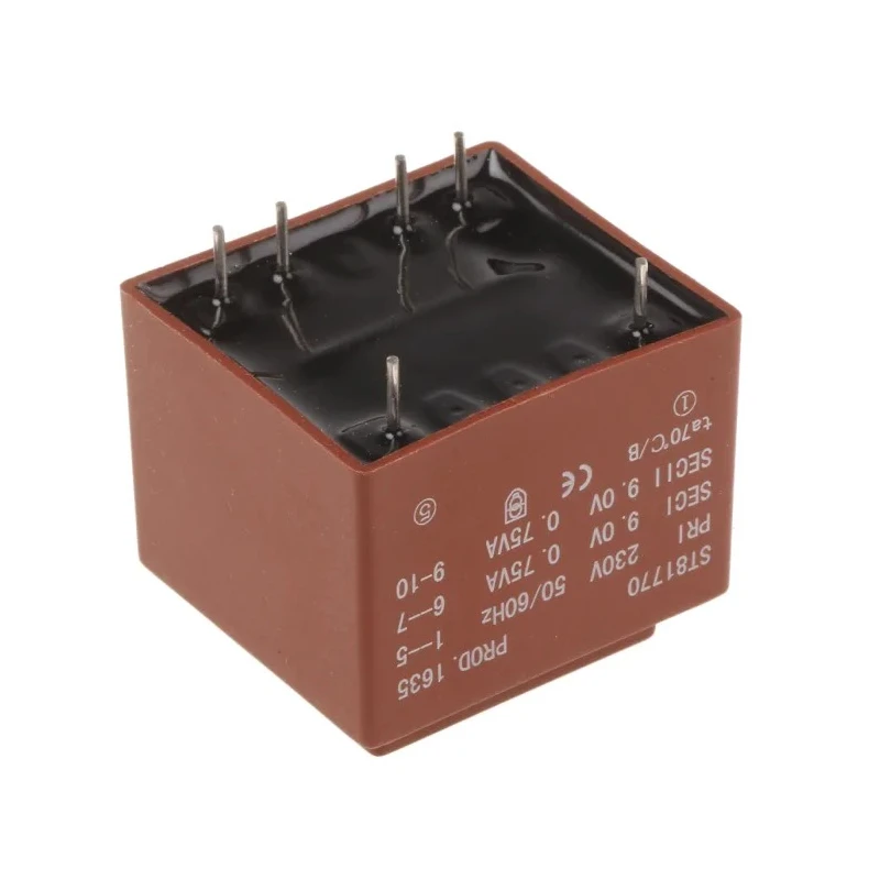 RS PRO 2 x 9 V AC 2 Output PCB Transformer, Single Primary Independent Secondary Windings, 1.5VA, 230 V AC Primary 121-3822