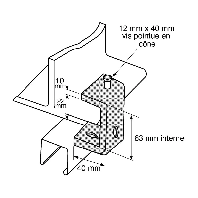 Unistrut Galvanised Steel Beam Clamp C Clamp 50mm Width 63mm Height M12 Bolt Size P 1271