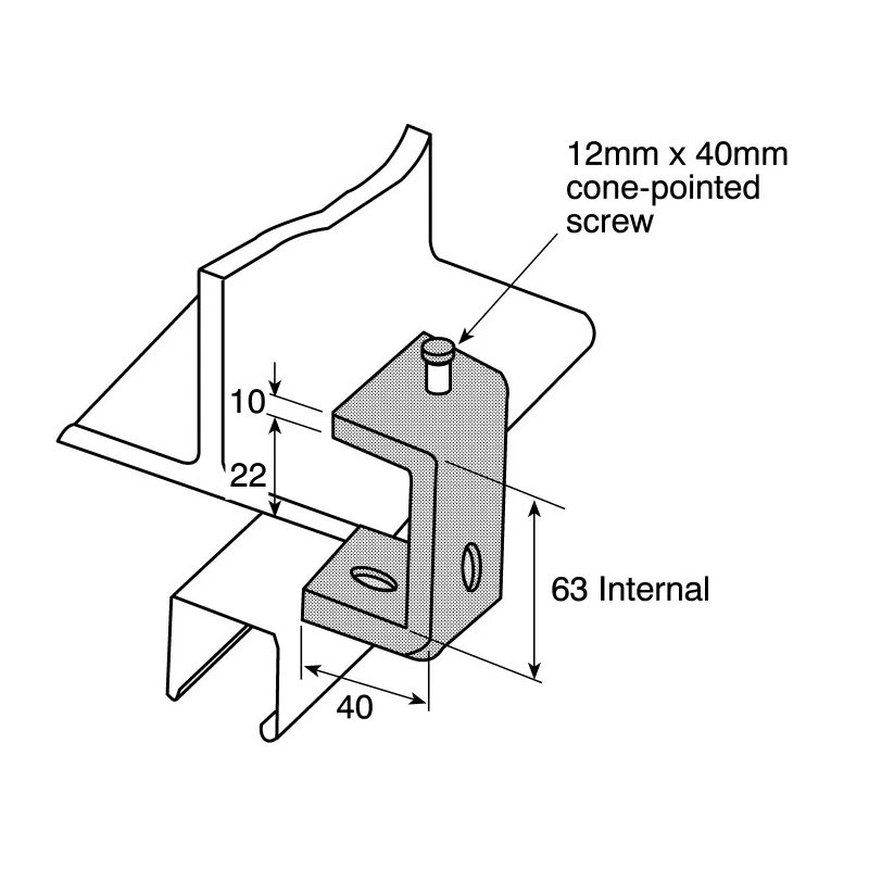 Unistrut Galvanised Steel Beam Clamp C Clamp 50mm Width 63mm Height M12 Bolt Size P 1271