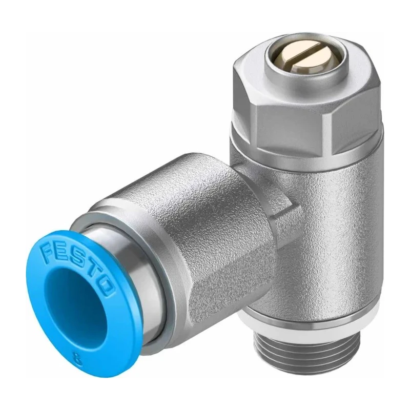 Festo GRLA Series Flow Controller Exhaust Valve Threaded ISO 1179-1 and ISO 228-1 1 bar 150°C GRLA-1/8-QS-8-D
