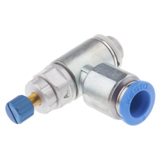 Festo GRLA Series Flow Controller Exhaust Valve Nickel Plated Brass Stainless Steel, 534337, Threaded GRLA-1/8-QS-8-RS-D