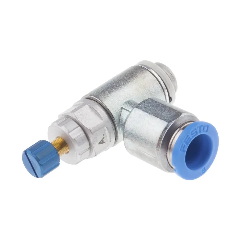Festo GRLA Series Flow Controller Exhaust Valve Nickel Plated Brass Stainless Steel, 534337, Threaded GRLA-1/8-QS-8-RS-D