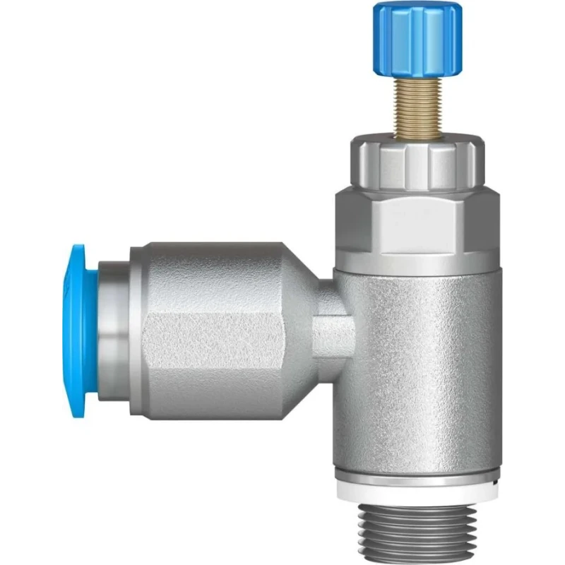 Festo GRLA Series Flow Controller Exhaust Valve Nickel Plated Brass Stainless Steel, 534337, Threaded GRLA-1/8-QS-8-RS-D