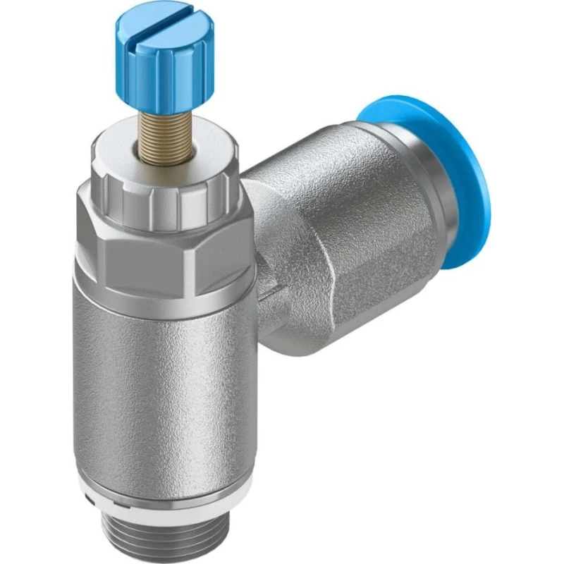 Festo GRLA Series Flow Controller Exhaust Valve Nickel Plated Brass Stainless Steel, 534337, Threaded GRLA-1/8-QS-8-RS-D