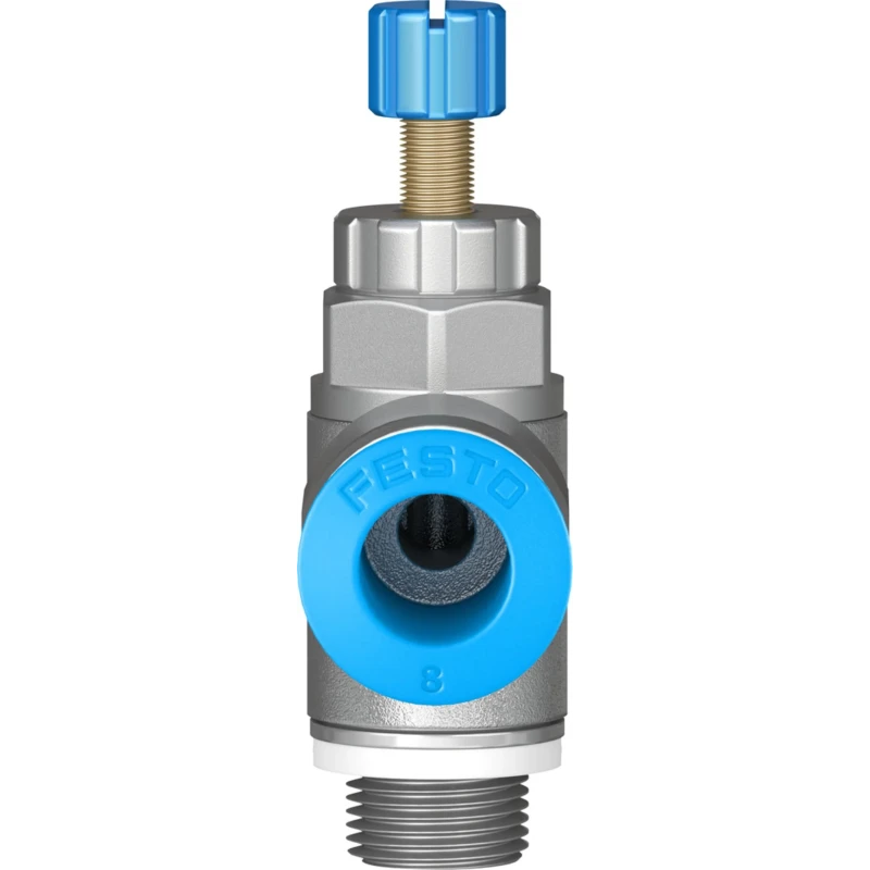 Festo GRLA Series Flow Controller Exhaust Valve Nickel Plated Brass Stainless Steel, 534337, Threaded GRLA-1/8-QS-8-RS-D