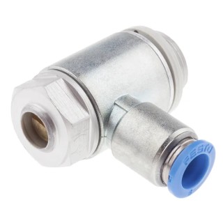 Festo GRLA Series Flow Controller Exhaust Valve Threaded ISO 1179-1 and ISO 228-1, 1 Bar Max Pressure GRLA-3/8-QS-8-D