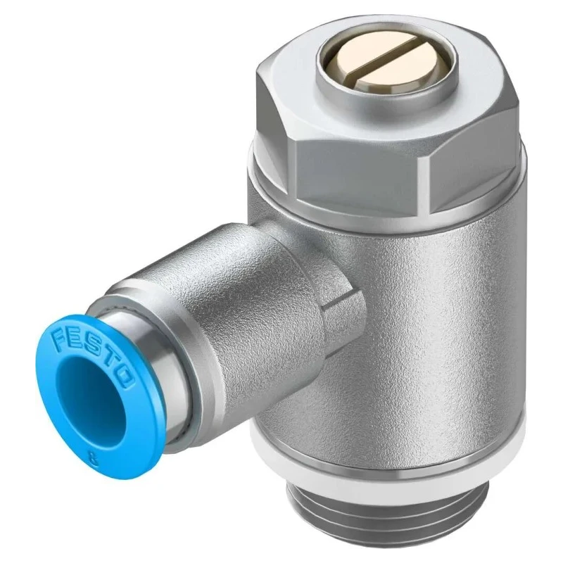 Festo GRLA Series Flow Controller Exhaust Valve Threaded ISO 1179-1 and ISO 228-1, 1 Bar Max Pressure GRLA-3/8-QS-8-D