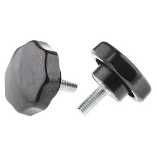 RS PRO Black Multiple Lobes Clamping Knob with M8 Threaded Stud, 44 mm Diameter, 20 mm Thread Length 686-115
