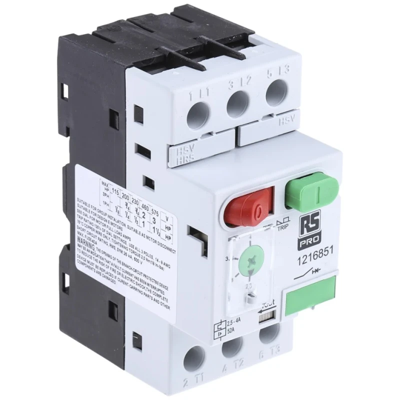 RS PRO 3-Pole Motor Protection Circuit Breaker 2.5-4A 690V IP40, IP20 MS32 Series 121-6851